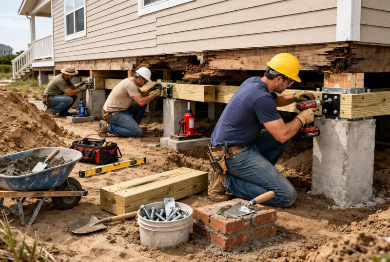 Our team working on Foundation Repair projects in Fort Myers Beach, FL